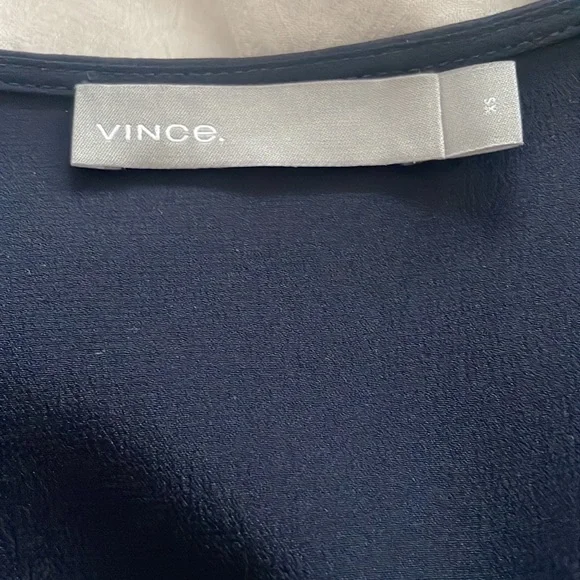 New VINCE V-neck 100% Silk Tunic Long Sleeve Coastal Blue Dress sz S - Picture 4 of 5